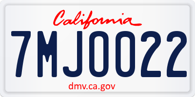 CA license plate 7MJO022