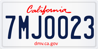 CA license plate 7MJO023