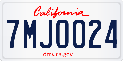 CA license plate 7MJO024