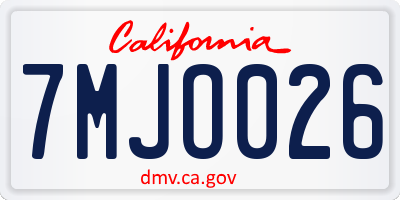 CA license plate 7MJO026