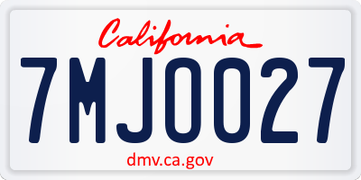 CA license plate 7MJO027