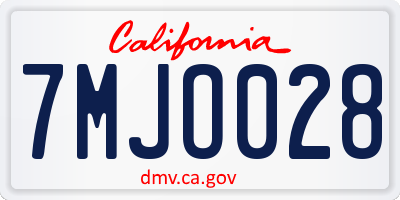 CA license plate 7MJO028