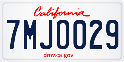 CA license plate 7MJO029