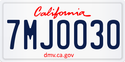 CA license plate 7MJO030