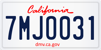 CA license plate 7MJO031