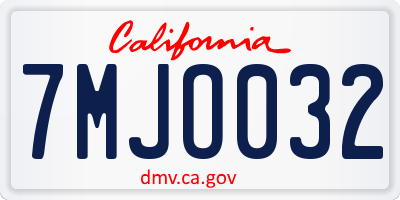 CA license plate 7MJO032