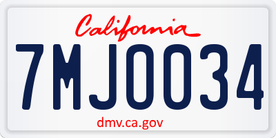 CA license plate 7MJO034