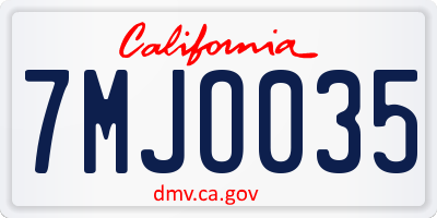 CA license plate 7MJO035