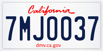 CA license plate 7MJO037