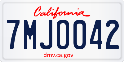 CA license plate 7MJO042