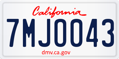 CA license plate 7MJO043