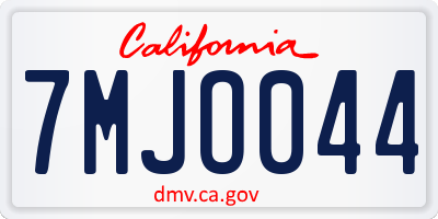 CA license plate 7MJO044