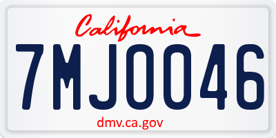 CA license plate 7MJO046