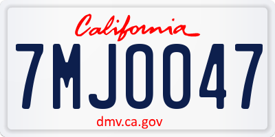 CA license plate 7MJO047