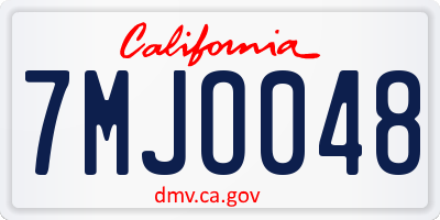 CA license plate 7MJO048