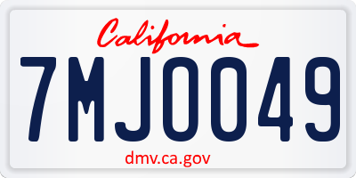 CA license plate 7MJO049