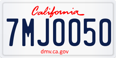 CA license plate 7MJO050