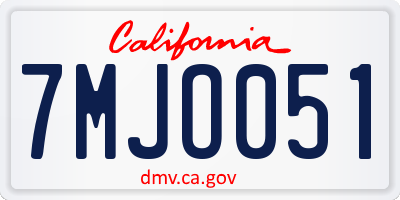 CA license plate 7MJO051