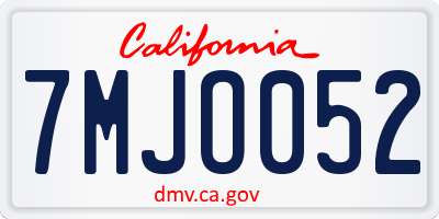 CA license plate 7MJO052