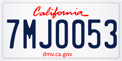 CA license plate 7MJO053