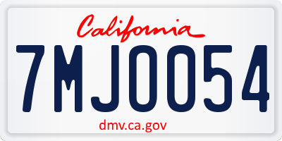 CA license plate 7MJO054