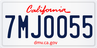 CA license plate 7MJO055