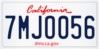 CA license plate 7MJO056