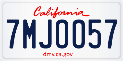 CA license plate 7MJO057