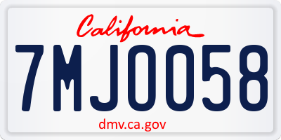 CA license plate 7MJO058