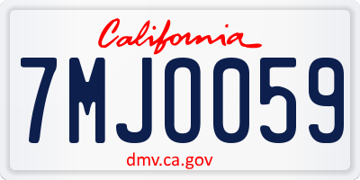 CA license plate 7MJO059