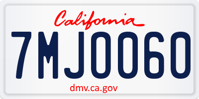 CA license plate 7MJO060