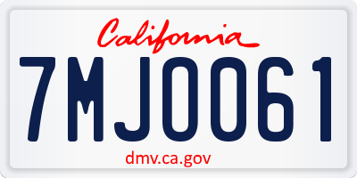 CA license plate 7MJO061