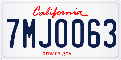 CA license plate 7MJO063