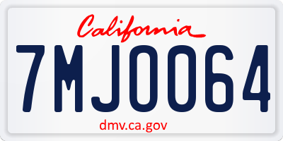 CA license plate 7MJO064