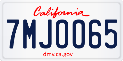 CA license plate 7MJO065