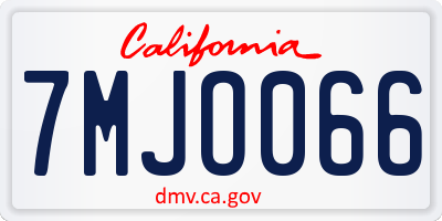 CA license plate 7MJO066