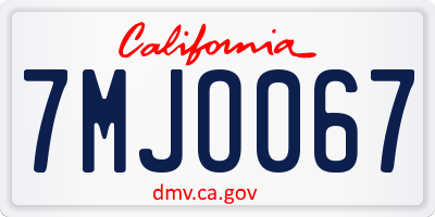 CA license plate 7MJO067