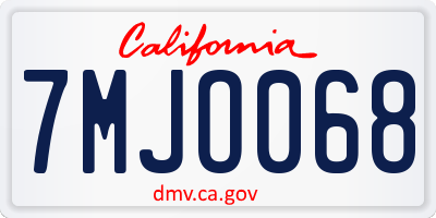 CA license plate 7MJO068