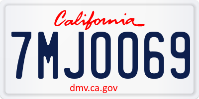 CA license plate 7MJO069