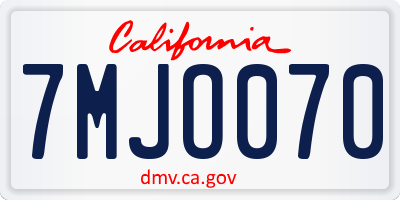 CA license plate 7MJO070