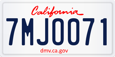 CA license plate 7MJO071