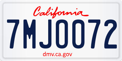 CA license plate 7MJO072