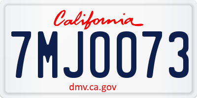 CA license plate 7MJO073