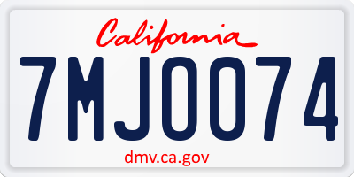 CA license plate 7MJO074