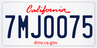 CA license plate 7MJO075