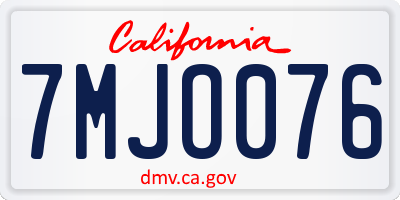 CA license plate 7MJO076