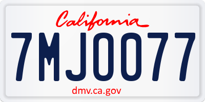 CA license plate 7MJO077