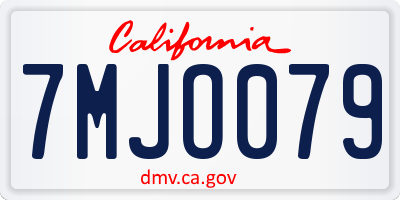 CA license plate 7MJO079