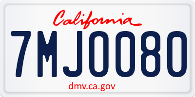 CA license plate 7MJO080