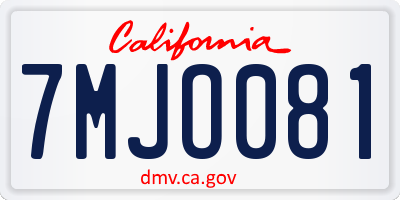 CA license plate 7MJO081